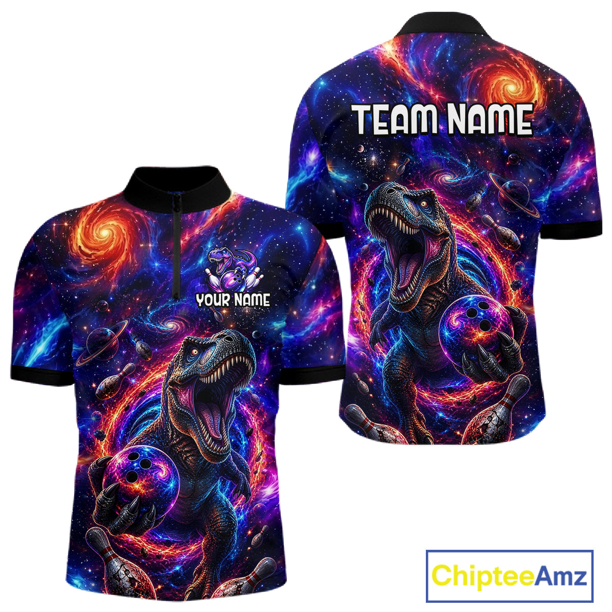 Galaxy Funny Bowling Shirt for Men Custom Bowling League Jersey Polo & Quartr-Zip QZT1022