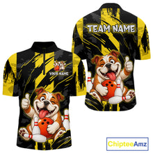 Load image into Gallery viewer, Custom Black and Yellow Dog Bowling Team Jersey Funny Bowling Shirt for Men Polo &amp; 1/4 Zip Bowling Outfit QZT1144