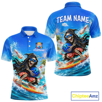 Custom Funny Grim Reaper Bowling League Shirts for Men Bowling Team Jersey QZT1278