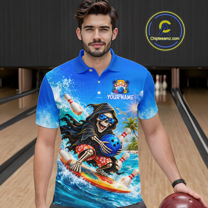 Custom Funny Grim Reaper Bowling League Shirts for Men Bowling Team Jersey QZT1278