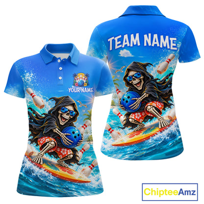 Custom Funny Grim Reaper Bowling League Shirts for Women Bowling Team Jersey QZT1278