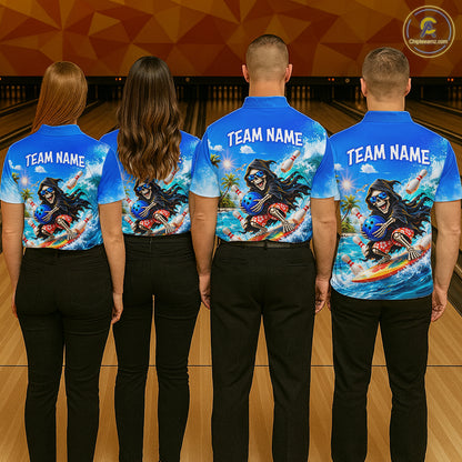 Custom Funny Grim Reaper Bowling League Shirts for Men Bowling Team Jersey QZT1278