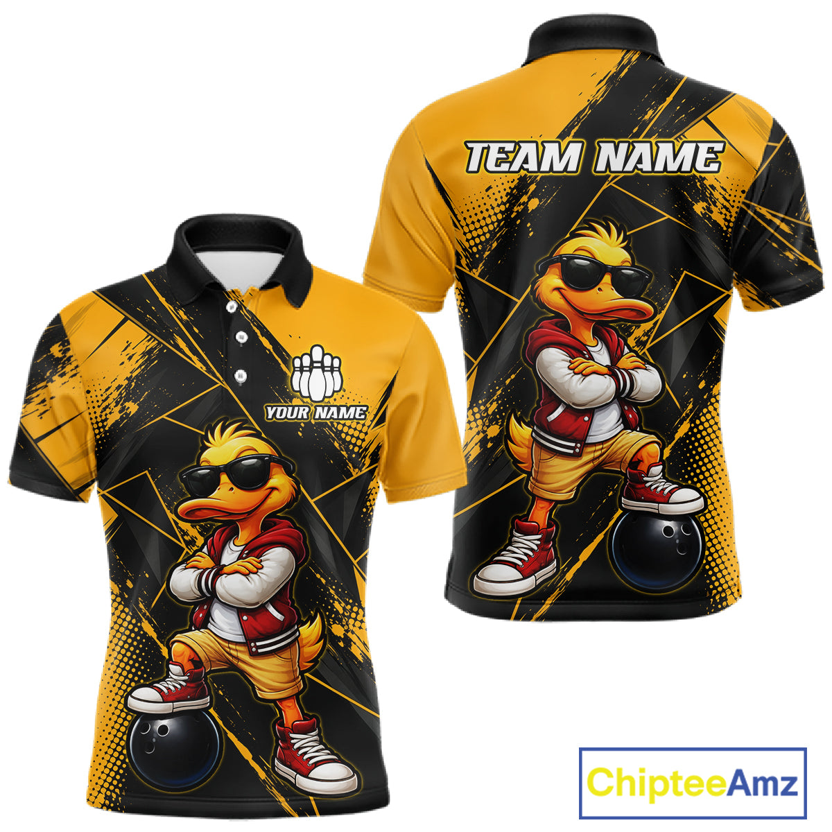 Custom Funny Duck Bowling League Shirts for Men Bowling Team Jersey QZT1279