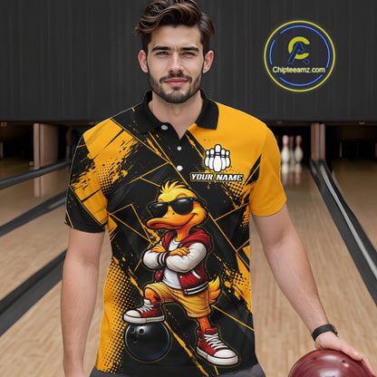 Custom Funny Duck Bowling League Shirts for Men Bowling Team Jersey QZT1279