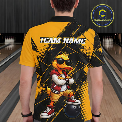 Custom Funny Duck Bowling League Shirts for Men Bowling Team Jersey QZT1279