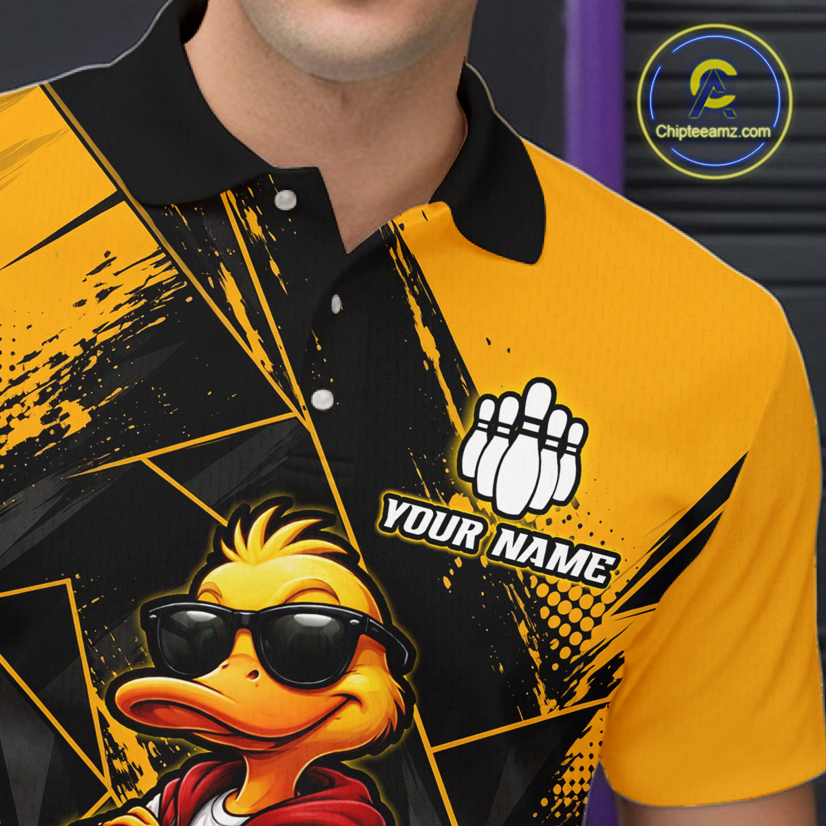 Custom Funny Duck Bowling League Shirts for Men Bowling Team Jersey QZT1279