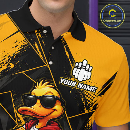 Custom Funny Duck Bowling League Shirts for Men Bowling Team Jersey QZT1279