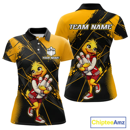 Custom Funny Duck Bowling League Shirts for Women Bowling Team Jersey QZT1279