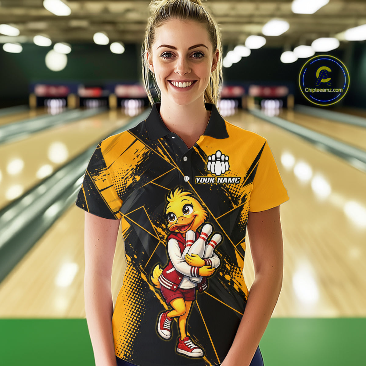 Custom Funny Duck Bowling League Shirts for Women Bowling Team Jersey QZT1279