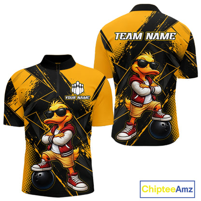 Custom Funny Duck Bowling League Shirts for Men Bowling Team Jersey QZT1279