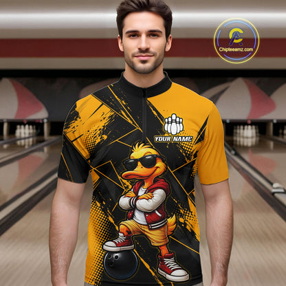 Custom Funny Duck Bowling League Shirts for Men Bowling Team Jersey QZT1279