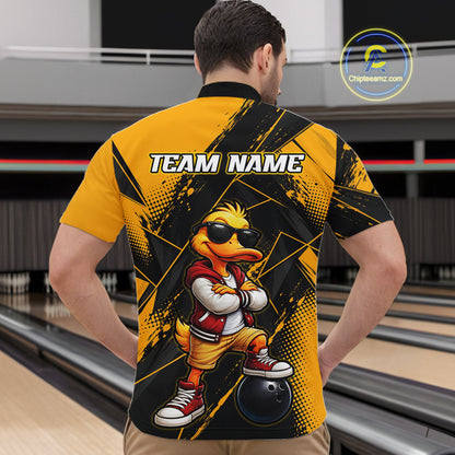Custom Funny Duck Bowling League Shirts for Men Bowling Team Jersey QZT1279