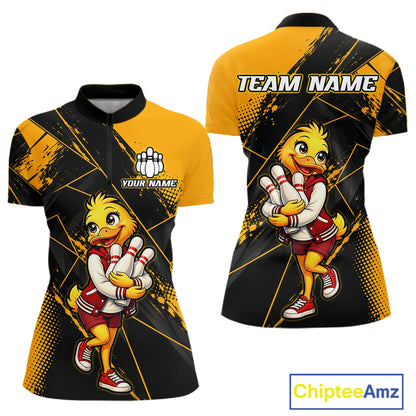 Custom Funny Duck Bowling League Shirts for Women Bowling Team Jersey QZT1279
