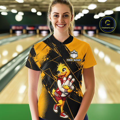 Custom Funny Duck Bowling League Shirts for Women Bowling Team Jersey QZT1279