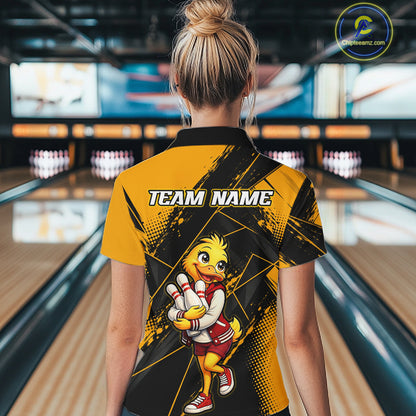 Custom Funny Duck Bowling League Shirts for Women Bowling Team Jersey QZT1279