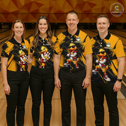Custom Funny Duck Bowling League Shirts for Men Bowling Team Jersey QZT1279