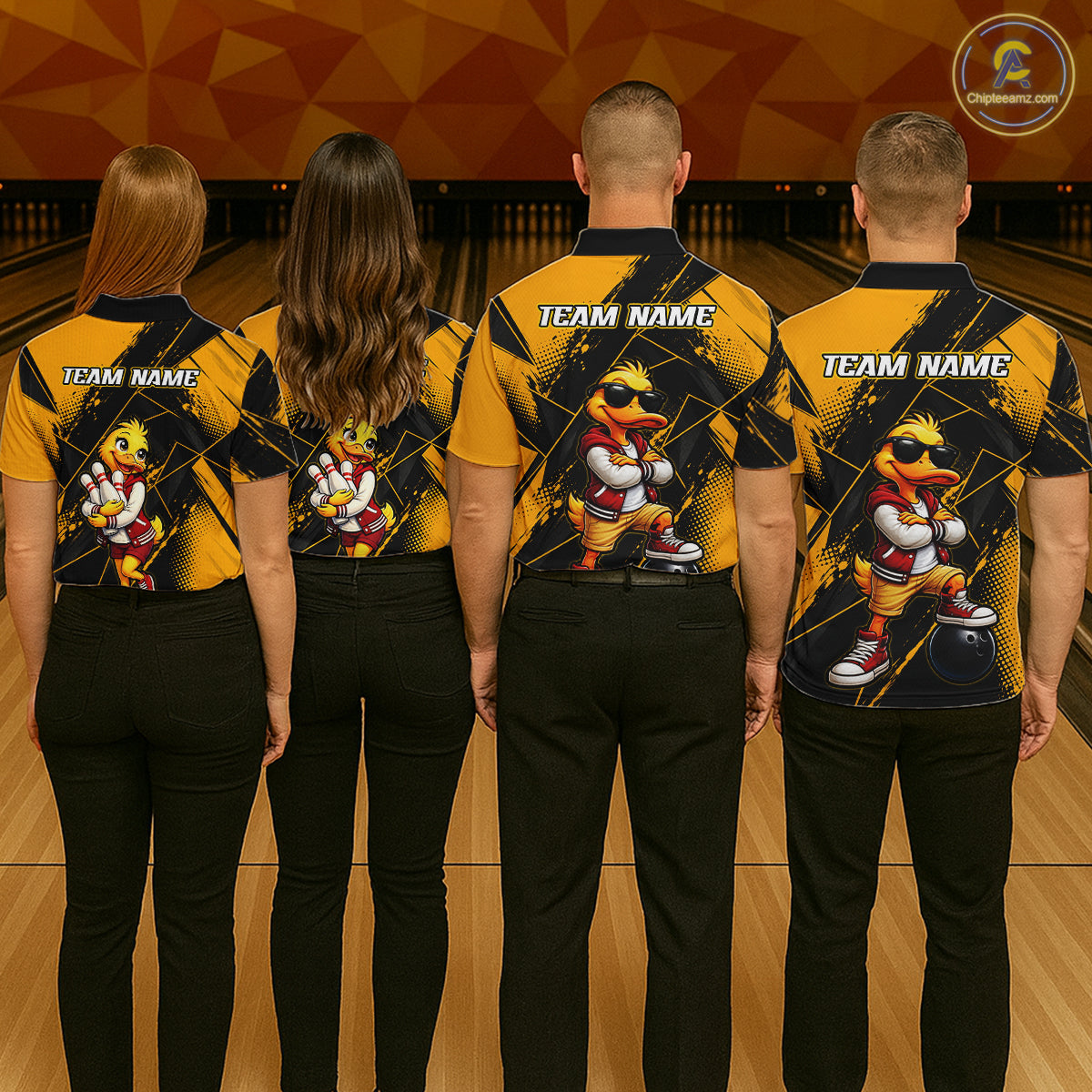 Custom Funny Duck Bowling League Shirts for Men Bowling Team Jersey QZT1279