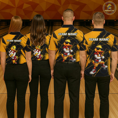 Custom Funny Duck Bowling League Shirts for Men Bowling Team Jersey QZT1279