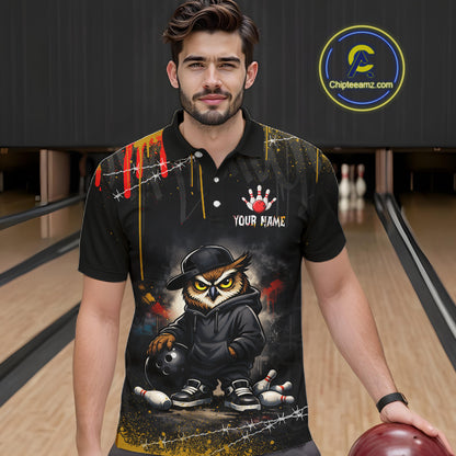 Personalized Owl Bowling Jersey Bowling Team Shirt Polo & 1/4-Zip Bowling Outfit for Men QZT865