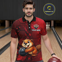 Load image into Gallery viewer, Funny Beaver Bowling Shirt for Men Custom Bowling Team Jersey Polo &amp; Quarter-Zip Bowling Performance QZT985