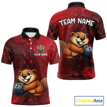 Load image into Gallery viewer, Funny Beaver Bowling Shirt for Men Custom Bowling Team Jersey Polo &amp; Quarter-Zip Bowling Performance QZT985