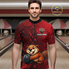 Load image into Gallery viewer, Funny Beaver Bowling Shirt for Men Custom Bowling Team Jersey Polo &amp; Quarter-Zip Bowling Performance QZT985