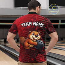 Load image into Gallery viewer, Funny Beaver Bowling Shirt for Men Custom Bowling Team Jersey Polo &amp; Quarter-Zip Bowling Performance QZT985