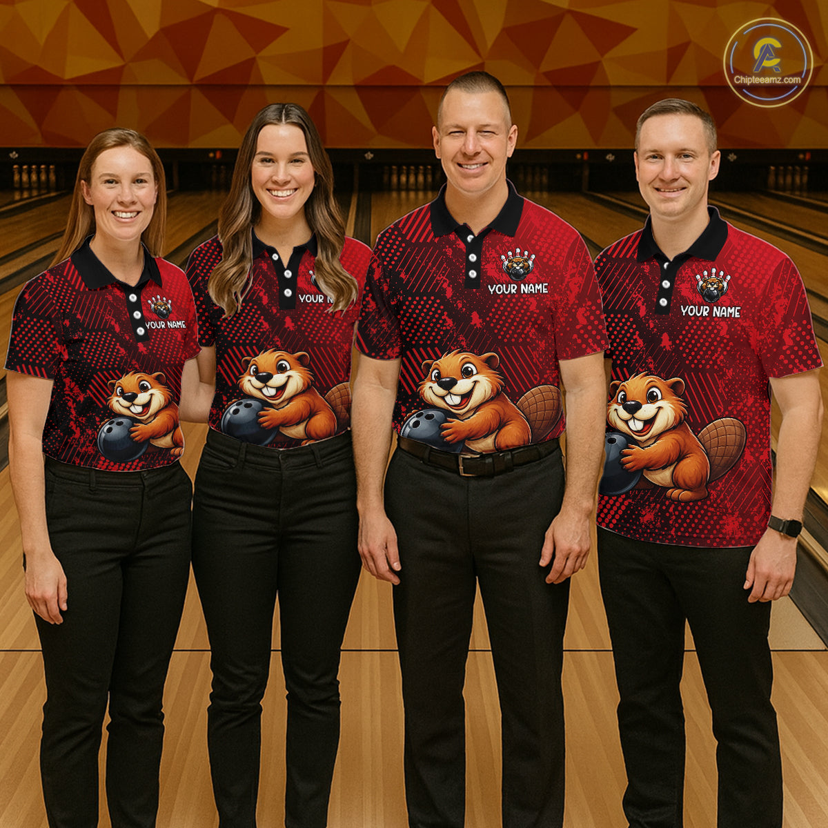 Funny Beaver Bowling Shirt for Women Custom Bowling Team Jersey Polo & Quarter-Zip Bowling Performance QZT985