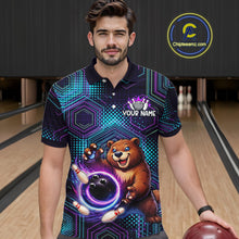 Load image into Gallery viewer, Custom Funny Bear Bowling Shirt for Men Bowling League Jersey Polo &amp; 1/4 Zip Bowling Outfit QZT986