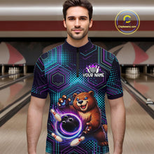 Load image into Gallery viewer, Custom Funny Bear Bowling Shirt for Men Bowling League Jersey Polo &amp; 1/4 Zip Bowling Outfit QZT986