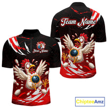 Load image into Gallery viewer, Custom Red Funny Chicken Bowling Shirt for Men Bowling Team Jersey Polo &amp; Quarter-Zip Outfit QZT1088