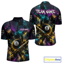 Load image into Gallery viewer, Custom Colorful Shattered Glass 8 Ball Billiard Shirt for Men Pool Team Jersey Polo &amp; Quarter-Zip Billiard Outfit BHT76