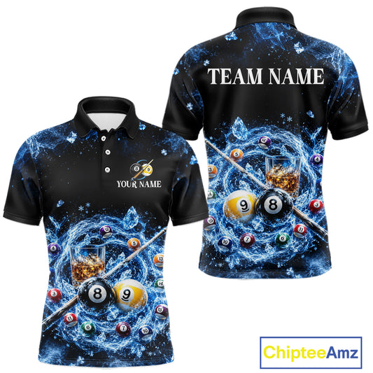 Custom Ice Whiskey Billiard Shirt for Men 8 Ball & 9 Ball Pool Jersey BHT126