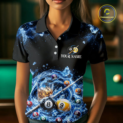 Custom Ice Whiskey Billiard Shirt for Women 8 Ball & 9 Ball Pool Jersey BHT126