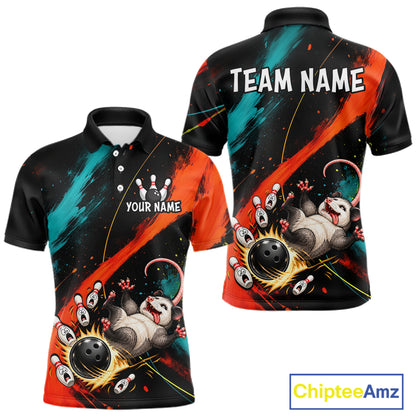 Custom Colorful Opossum Bowling Team Shirt for Men Funny Bowling Jersey QZT1286