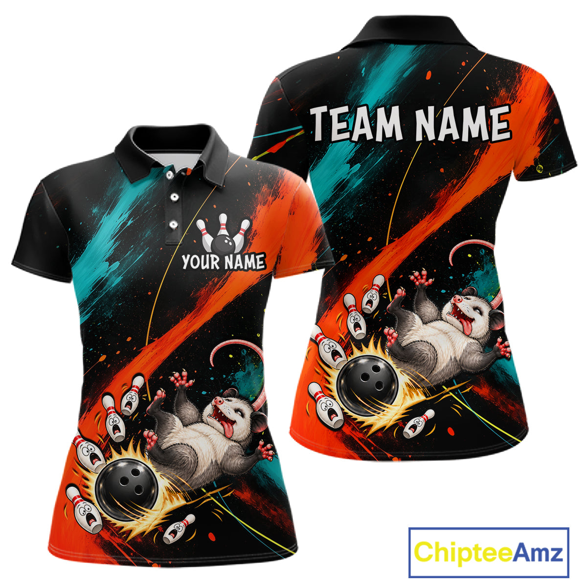 Custom Colorful Opossum Bowling Team Shirt for Women Funny Bowling Jersey QZT1286