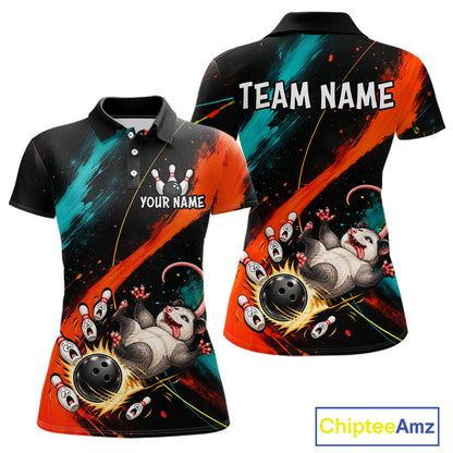 Custom Colorful Opossum Bowling Team Shirt for Women Funny Bowling Jersey QZT1286