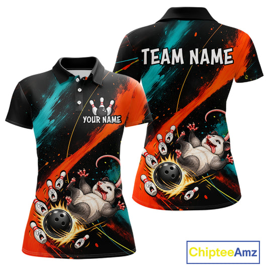 Custom Colorful Opossum Bowling Team Shirt for Women Funny Bowling Jersey QZT1286