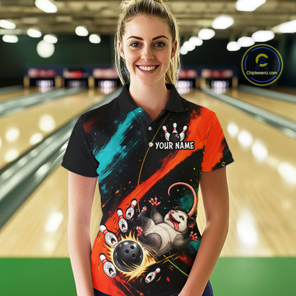 Custom Colorful Opossum Bowling Team Shirt for Women Funny Bowling Jersey QZT1286