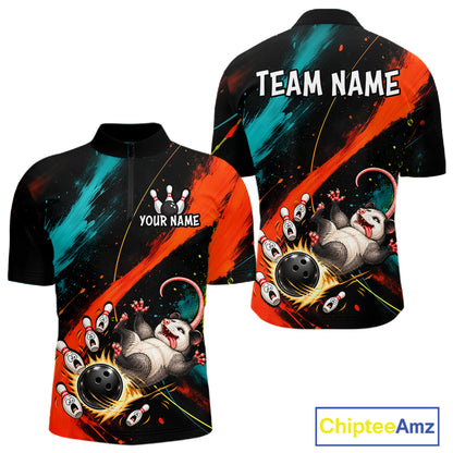 Custom Colorful Opossum Bowling Team Shirt for Men Funny Bowling Jersey QZT1286