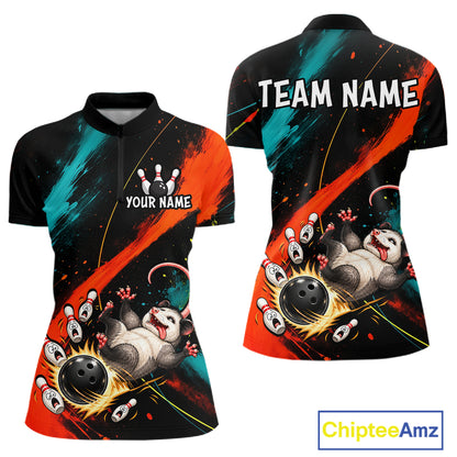 Custom Colorful Opossum Bowling Team Shirt for Women Funny Bowling Jersey QZT1286