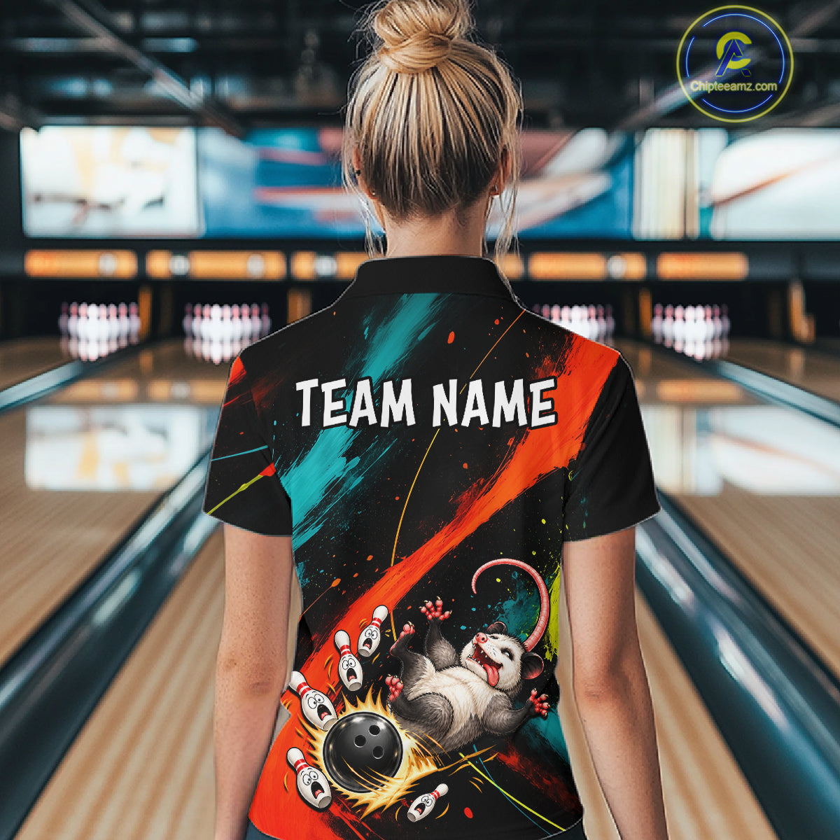 Custom Colorful Opossum Bowling Team Shirt for Women Funny Bowling Jersey QZT1286