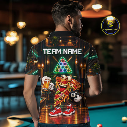 Custom Pizza & Beer Billiard Shirts for Men 8 Ball Funny Pool Jersey BHT127