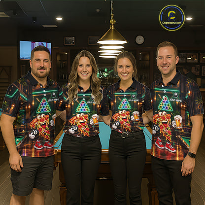 Custom Pizza & Beer Billiard Shirts for Men 8 Ball Funny Pool Jersey BHT127