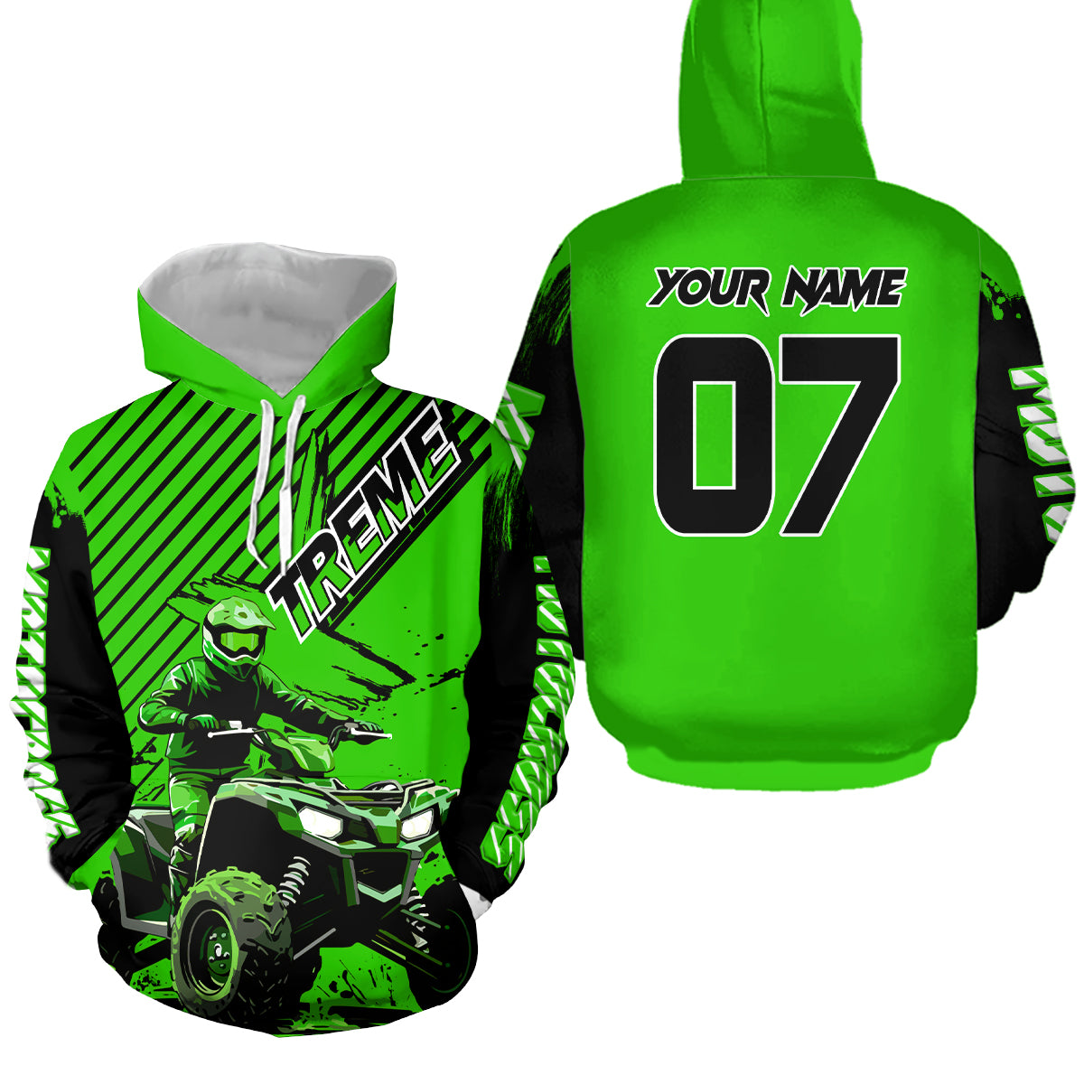 Custom Green ATV Racing Hoodie UPF30+ Motocross Hoodie Men Women Extreme Riding Sweatshirt for Kids MHT200