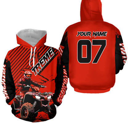 Custom Red ATV Racing Hoodie UPF30+ Motocross Hoodie Men Women Extreme Riding Sweatshirt for Kids MHT200