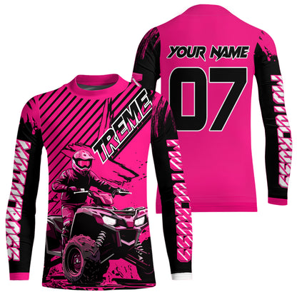 Pink ATV Racing Jersey Upf30+ Custom Motocross Jersey Men Women Extreme Riding Shirt for Kids MHT200