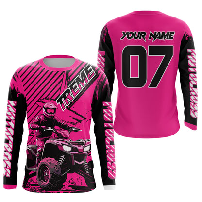 Pink ATV Racing Jersey Upf30+ Custom Motocross Jersey Men Women Extreme Riding Shirt for Kids MHT200