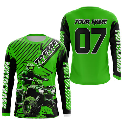 Green ATV Racing Jersey Upf30+ Custom Motocross Jersey Men Women Extreme Riding Shirt for Kids MHT200