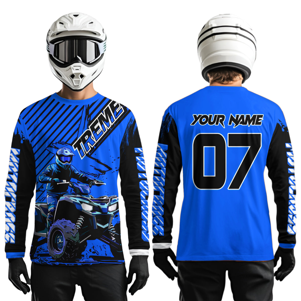 Blue ATV Racing Jersey Upf30+ Custom Motocross Jersey Men Women Extreme Riding Shirt for Kids MHT200